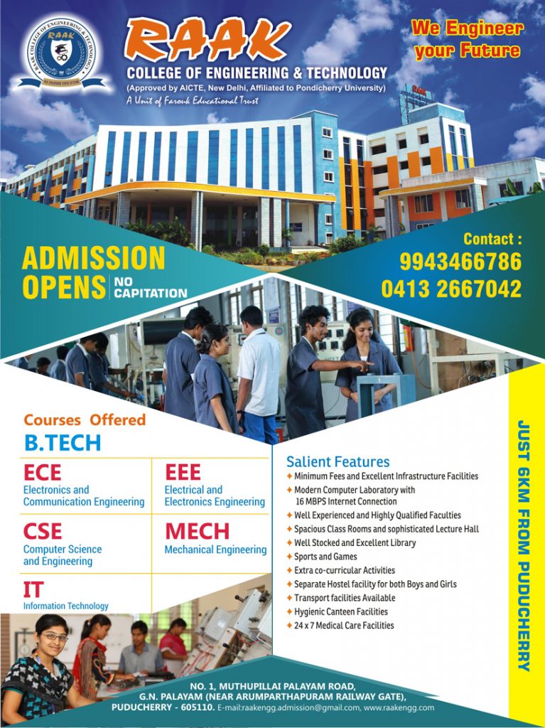 ADMISSION - RAAK College of Engineering & Technology