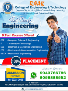 ADMISSION - RAAK College of Engineering & Technology